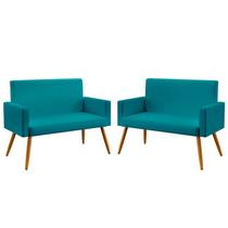 Kit 2 Poltronas Namoradeira Nina Sued Azul Turquesa Aradecor Kit 2 Poltronas Namoradeira Nina Sued Azul Turquesa Aradecor