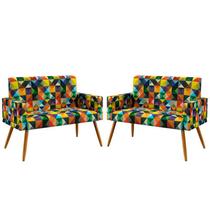 Kit 2 Poltronas Namoradeira Nina Suede Estampado Colorido Aradecor Kit 2 Poltronas Namoradeira Nina Suede Estampado Colorido Aradecor