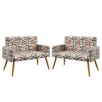 Kit 2 Poltronas Namoradeira Nina Suede Estampado Laranja Aradecor Kit 2 Poltronas Namoradeira Nina Suede Estampado Laranja Aradecor