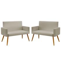 Kit 2 Poltronas Namoradeira Para Sala de Estar Nina Couro Bege Aradecor Kit 2 Poltronas Namoradeira Para Sala de Estar Nina Couro Bege Aradecor