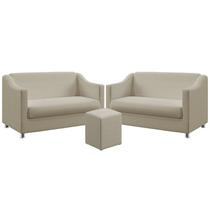 Kit 2 Poltronas Namoradeiras Alya com Puff Izar Bege Aradecor