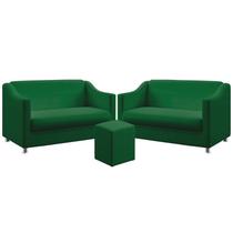 Kit 2 Poltronas Namoradeiras Alya com Puff Izar Sued Verde Aradecor