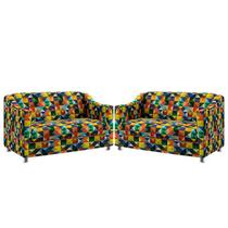Kit 2 Poltronas Namoradeiras Alya Sued Estampado Colorido Aradecor