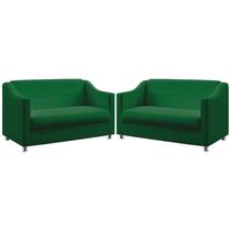 Kit 2 Poltronas Namoradeiras Alya Suede Verde Aradecor