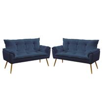 Kit 2 Poltronas Namoradeiras Decorativas Beta Suede Azul Marinho Aradecor Kit 2 Poltronas Namoradeiras Decorativas Beta Suede Azul Marinho Aradecor