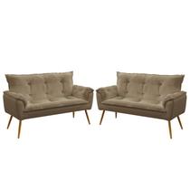 Kit 2 Poltronas Namoradeiras Decorativas Beta Suede Capuccino Aradecor Kit 2 Poltronas Namoradeiras Decorativas Beta Suede Capuccino Aradecor
