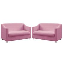 Kit 2 Poltronas Namoradeiras Decorativas Estofadas Alya Sued Rosê Aradecor