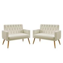 Kit 2 Poltronas Namoradeiras Decorativas Estofadas Nina Com Rodapé E Botões Capitonê Sued Bege Aradecor Kit 2 Poltronas Namoradeiras Decorativas Estofadas Nina Com Rodapé E Botões Capitonê Sued Bege Aradecor