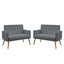 Kit 2 Poltronas Namoradeiras Decorativas Estofadas Nina Com Rodapé E Botões Capitonê Sued Cinza Aradecor Kit 2 Poltronas Namoradeiras Decorativas Estofadas Nina Com Rodapé E Botões Capitonê Sued Cinza Aradecor