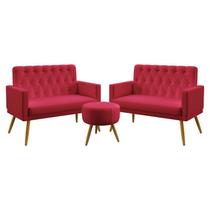 Kit 2 Poltronas Namoradeiras Decorativas Estofadas Nina Com Rodapé E Botões Puff Solar Capitonê Sued Vermelho Aradecor Kit 2 Poltronas Namoradeiras Decorativas Estofadas Nina Com Rodapé E Botões Puff Solar Capitonê Sued Vermelho Aradecor