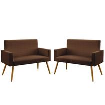 Kit 2 Poltronas Namoradeiras Decorativas Estofadas Nina Couro Marrom Aradecor