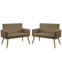 Kit 2 Poltronas Namoradeiras Decorativas Estofadas Nina Sued Capuccino Aradecor