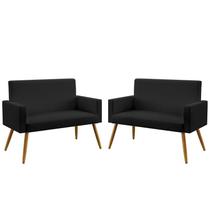 Kit 2 Poltronas Namoradeiras Decorativas Estofadas Nina Sued Preto Aradecor Kit 2 Poltronas Namoradeiras Decorativas Estofadas Nina Sued Preto Aradecor