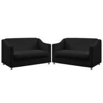 Kit 2 Poltronas Namoradeiras Decorativas Estofadas Para Sala De Estar ACouro Preto Aradecor