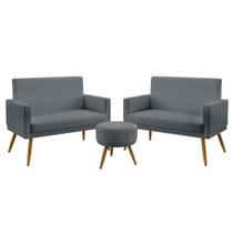Kit 2 Poltronas Namoradeiras Decorativas Estofadas Para Sala De Estar Nina Com Rodapé Puff Solar Sued Cinza Aradecor Kit 2 Poltronas Namoradeiras Decorativas Estofadas Para Sala De Estar Nina Com Rodapé Puff Solar Sued Cinza Aradecor