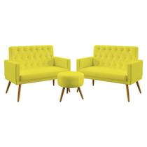 Kit 2 Poltronas Namoradeiras Decorativas Estofadas Para Sala De Estar Nina Puff Solar Sued Amarelo Aradecor Kit 2 Poltronas Namoradeiras Decorativas Estofadas Para Sala De Estar Nina Puff Solar Sued Amarelo Aradecor