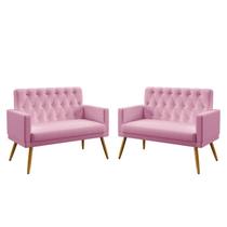 Kit 2 Poltronas Namoradeiras Decorativas Estofadas Para Sala De Estar Nina Rodapé E Botões Capitonê Sued Rosê Aradecor Kit 2 Poltronas Namoradeiras Decorativas Estofadas Para Sala De Estar Nina Rodapé E Botões Capitonê Sued Rosê Aradecor