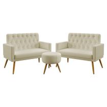 Kit 2 Poltronas Namoradeiras Decorativas Estofadas Vega Com Rodapé E Botões Puff Solar Sued Bege Aradecor Kit 2 Poltronas Namoradeiras Decorativas Estofadas Vega Com Rodapé E Botões Puff Solar Sued Bege Aradecor