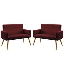 Kit 2 Poltronas Namoradeiras Decorativas Estofadas Vega Sued Bordô Aradecor