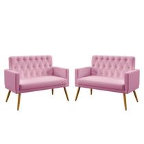 Kit 2 Poltronas Namoradeiras Decorativas Nina Com Rodapé E Botões Capitonê Sued Rosê Aradecor Kit 2 Poltronas Namoradeiras Decorativas Nina Com Rodapé E Botões Capitonê Sued Rosê Aradecor