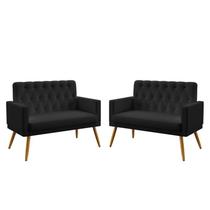 Kit 2 Poltronas Namoradeiras Decorativas Nina Com Rodapé E Botões Capitonê Suede Preto Aradecor Kit 2 Poltronas Namoradeiras Decorativas Nina Com Rodapé E Botões Capitonê Suede Preto Aradecor