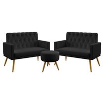 Kit 2 Poltronas Namoradeiras Decorativas Nina Com Rodapé E Botões Puff Solar Capitonê Sued Preto Aradecor Kit 2 Poltronas Namoradeiras Decorativas Nina Com Rodapé E Botões Puff Solar Capitonê Sued Preto Aradecor