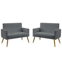 Kit 2 Poltronas Namoradeiras Decorativas Nina Com Rodapé Sued Cinza Aradecor Kit 2 Poltronas Namoradeiras Decorativas Nina Com Rodapé Sued Cinza Aradecor