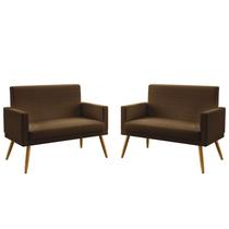 Kit 2 Poltronas Namoradeiras Decorativas Nina Com Rodapé Sued Marrom Aradecor Kit 2 Poltronas Namoradeiras Decorativas Nina Com Rodapé Sued Marrom Aradecor