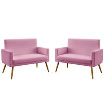 Kit 2 Poltronas Namoradeiras Decorativas Nina Com Rodapé Sued Rosê Aradecor Kit 2 Poltronas Namoradeiras Decorativas Nina Com Rodapé Sued Rosê Aradecor
