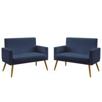 Kit 2 Poltronas Namoradeiras Decorativas Nina Com Rodapé Suede Azul Marinho Aradecor Kit 2 Poltronas Namoradeiras Decorativas Nina Com Rodapé Suede Azul Marinho Aradecor