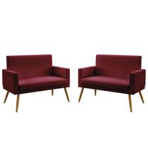 Kit 2 Poltronas Namoradeiras Decorativas Nina Com Rodapé Suede Bordô Aradecor