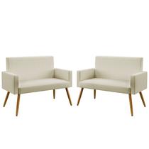 Kit 2 Poltronas Namoradeiras Decorativas Nina Sued Bege Aradecor