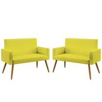 Kit 2 Poltronas Namoradeiras Decorativas Nina Suede Amarelo Aradecor