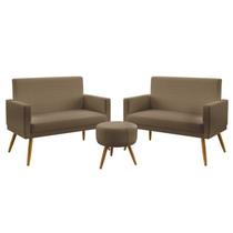 Kit 2 Poltronas Namoradeiras Decorativas Vega Com Rodapé e Puff Solar Sued Capuccino Aradecor Kit 2 Poltronas Namoradeiras Decorativas Vega Com Rodapé e Puff Solar Sued Capuccino Aradecor