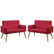 Kit 2 Poltronas Namoradeiras Decorativas Vega Sued Vermelho Aradecor