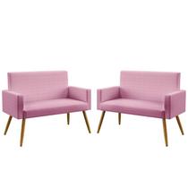 Kit 2 Poltronas Namoradeiras Decorativas Vega Suede Rosê Aradecor