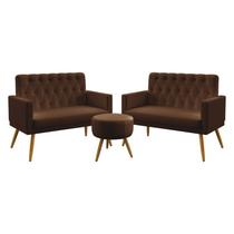 Kit 2 Poltronas Namoradeiras Estofadas Sala De Estar Nina Rodapé E Botões Puff Solar Couro Marrom Aradecor Kit 2 Poltronas Namoradeiras Estofadas Sala De Estar Nina Rodapé E Botões Puff Solar Couro Marrom Aradecor