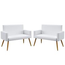 Kit 2 Poltronas Namoradeiras Nina Couro Branco Aradecor