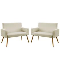 Kit 2 Poltronas Namoradeiras Nina Sued Bege Aradecor