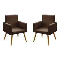 Kit 2 Poltronas Nina Couro Marrom Aradecor Kit 2 Poltronas Nina Couro Marrom Aradecor