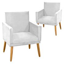 Kit 2 Poltronas Nina CR suede branco para decoração