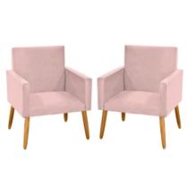 kit 2 Poltronas Nina Decorativas Escritório Veludo Rose Pé Palito Madeira-Maitê Moda Casa kit 2 Poltronas Nina Decorativas Escritório Veludo Rose Pé Palito Madeira-Maitê Moda Casa