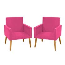 kit 2 Poltronas Nina Decorativas material sintético Rosa Pink Sem Rodapé