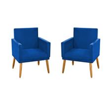 kit 2 Poltronas Nina Decorativas Tecido Suede Azul Royal Rodapé Pé Palito-Maitê Moda Casa