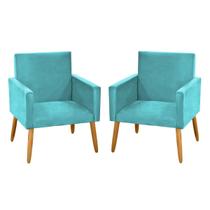 kit 2 Poltronas Nina Decorativas Tecido Suede Azul Turquesa Palito Madeira-Maitê Moda Casa kit 2 Poltronas Nina Decorativas Tecido Suede Azul Turquesa Palito Madeira-Maitê Moda Casa