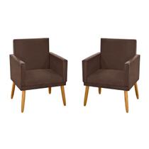 kit 2 Poltronas Nina Decorativas Tecido Suede Marrom Claro kit 2 Poltronas Nina Decorativas Tecido Suede Marrom Claro