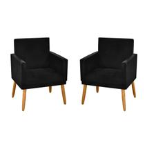 kit 2 Poltronas Nina Decorativas Tecido Suede Preto Rodapé Pé Palito Madeira-Maitê Moda Casa kit 2 Poltronas Nina Decorativas Tecido Suede Preto Rodapé Pé Palito Madeira-Maitê Moda Casa