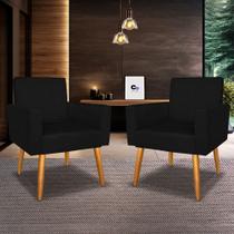 Kit 2 Poltronas Nina Deluxe Para Sala Salão Quarto Recepção Suede Varias Cores