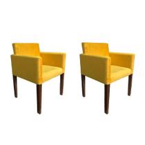 Kit 2 Poltronas Nina Para Escritório Sala De Recepção Tecido Suede - Amarela - Cor: Amarelo Kit 2 Poltronas Nina Para Escritório Sala De Recepção Tecido Suede - Amarela - Cor: Amarelo