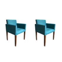 Kit 2 Poltronas Nina Para Escritório Sala De Recepção Tecido Suede - Azul Turqueza - Cor: Azul Kit 2 Poltronas Nina Para Escritório Sala De Recepção Tecido Suede - Azul Turqueza - Cor: Azul